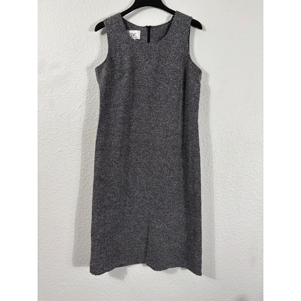 Donna Ricco Shift Dress Womens L Black White Herringbone‎ Sleeveless Jumper Y2K